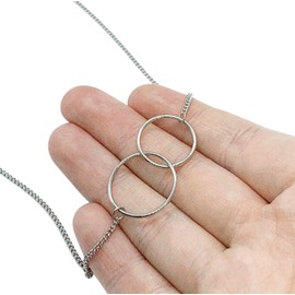 To My Sister Side By Side Quote Message Card, Silver Linked Double Circles Necklace (Box) Miss Fit Boutique