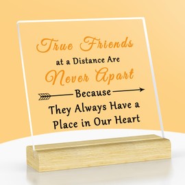 True Friendship Gifts Acrylic Plaque with Wood Stand Best Friend Leaving Going Away Gift Long Distance Friend Gifts Keepsake Graduation Christmas Birthday Gifts for Sister True Friends Gifts