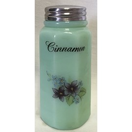 Sugar Shaker - Paneled - Rosso Exclusive - Jadeite w/Flowers - American Made - Mosser Glass USA (Purple Floral w/Cinnamon)