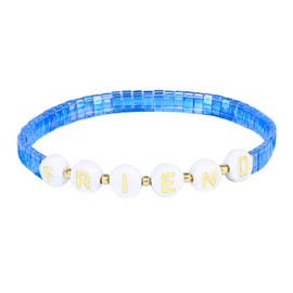 KELITCH Letter Beaded Stretch Bracelets Colorful Tila Strand Bracelets Women Stackable Bangle (Friend)