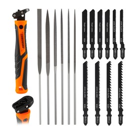 COMOWARE 17Pcs Handsaw & File Set with Blade Quick Change Mechanism, 10 Saw Blades & 6 Precision Files for Woodworking, DIY, Model Crafting, PVC/Metal Cutting Tools