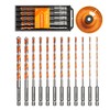 Crosstar 12PCS Carbide Masonry Drill Bits Set Hex Shank with