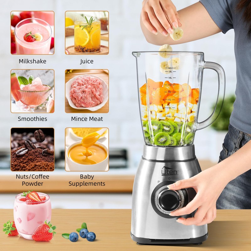 Uten 800 Watt Hight Speed Countertop Blender for Smoothies and