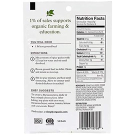 Simply Organic Mild Taco Seasoning, Certified Organic, Vegetarian | 1 oz | Pack of 3