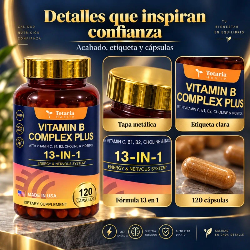 Vitaminas B1 B2 B3 B5 B6 B7 B9 B12 Complex