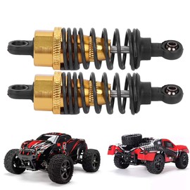 RC Shock Absorber, 2 Pieces 68mm 1/10 RC Car Metal Shock Absorber Golden RC Damper Springs Kit RC Accessories for 1:10 RC Car
