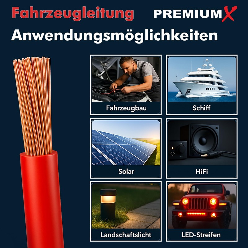 Premium X Vehicle Cable FLRY-B 5 m 2.5 mm² Red