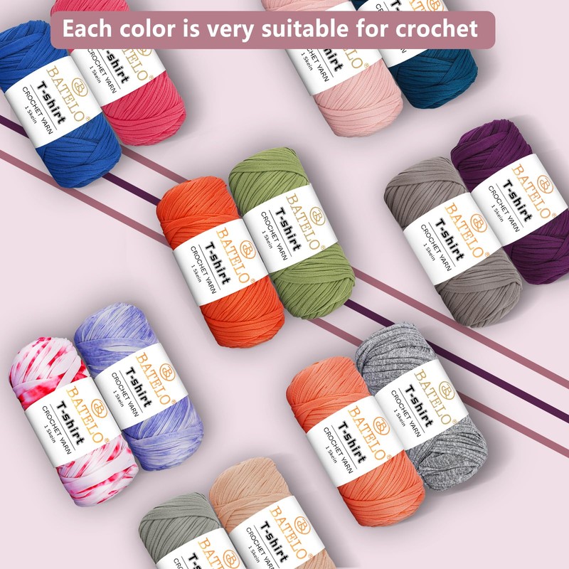 BATELO 2 Pack T-Shirt Yarn Crochet Yarn for Beginner Crochet