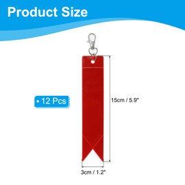 PATIKIL Safety Reflector 6"x1", 12 Pack Reflector Tag Pendant Reflective Safety Keychain Gear for Backpack Cycling Running Wheelchairs, Red
