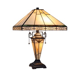 Radiance Goods Mission-Style 3-Light Blackish Bronze Finish Double Lit Table Lamp 16" Shade