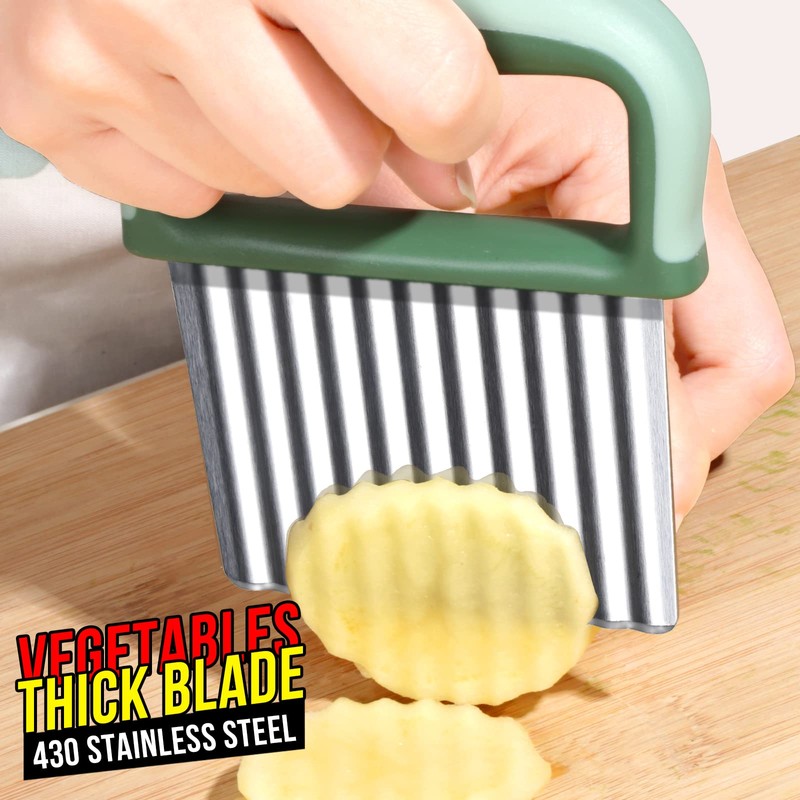 HNYYZL Crinkle Cutter,Wavy Crinkle Cutter Stainless Steel 2 PCS,Wavy Knife,Cutting