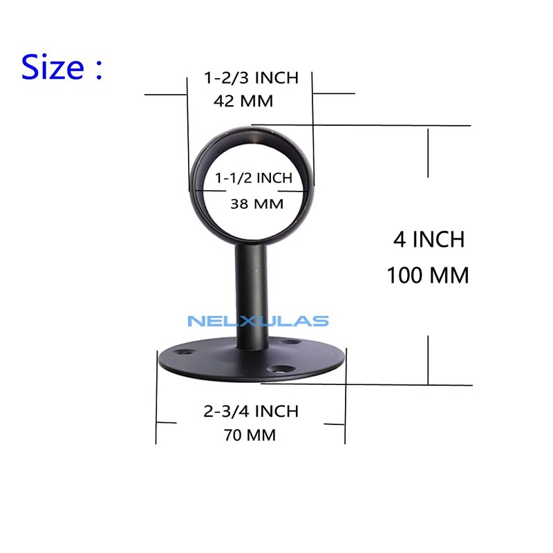 NELXULAS Stainless Steel Heavy Duty Closet Rod,Curtain Rod End Supports