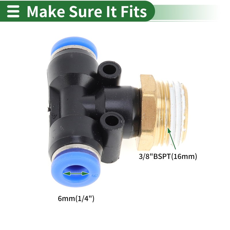 HOPESPANNER Push to Connect Air Fittings 1/4" t Type Air