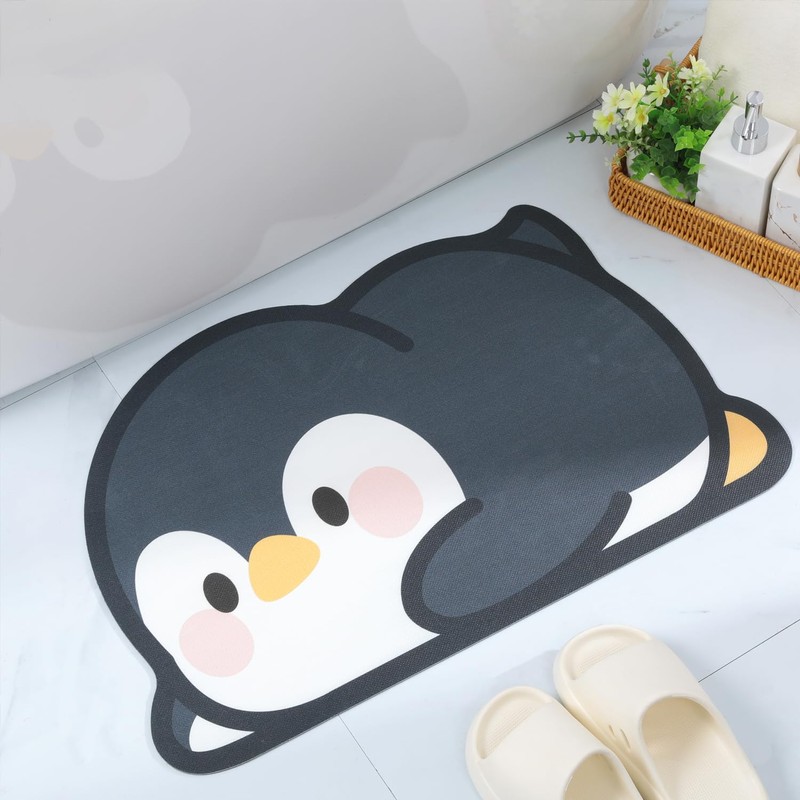 Tyrafry Cute Animal Bath Mat - Lovely Penguin Non-Slip Super
