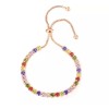 Paris Jewelry 18k Rose Gold 6 Cttw Created Multi Color Round Adjustable Tennis Plated Bracelet