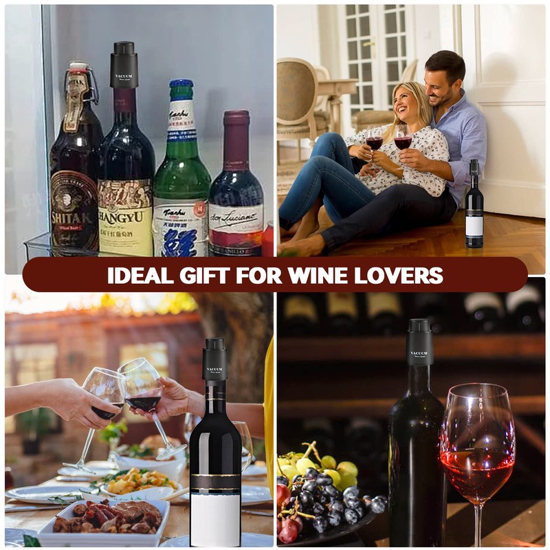 [2 PACK] Wine Bottle Stoppers,Real Vacuum Stoppers,Reusable Wine Preserver,Wine Corks