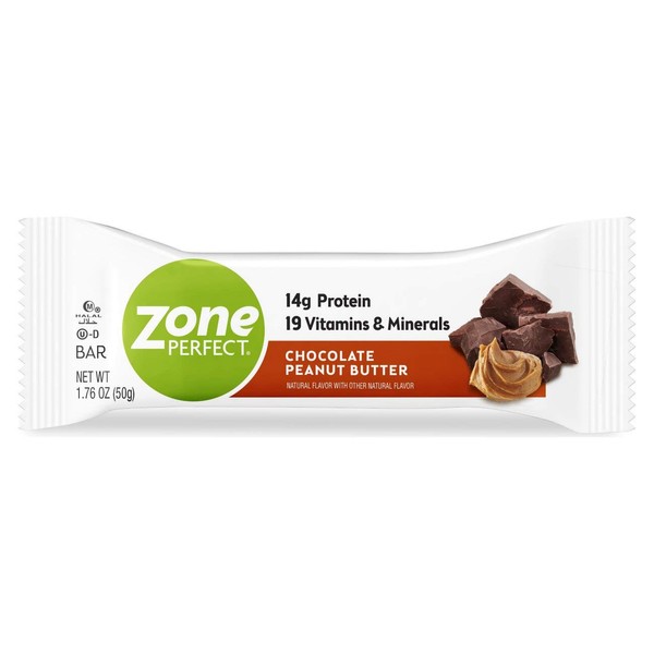 ZonePerfect Protein Bars, Chocolate Peanut Butter, 14g of Protein, Nutrition Bars With Vitamins & Minerals, Great Taste Guaranteed, 30 Bars