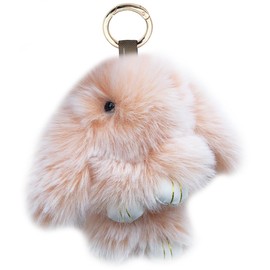 Xsclpomddy Plush Bunny Keyring Pom Poms Bag Charm Handbag Car Key Plush Pom Pom Decoration, Han Gray Pink