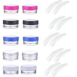 Aeuezxx Transparent Empty Containers, 10 Pieces Cosmetic Containers and 10 Pieces Scoop for Cream Spatula, Cream Jar, Mini Cans, Travel Sample Container, Makeup Curved Spatula, Spatula Cosmetics