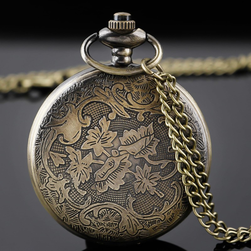 Nostalgia Movie Theme Design Alloy Quartz Pocket Watch with Necklace