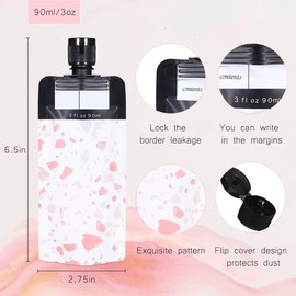 Leak Proof Empty Squeeze Pouches,Refillable Travel Pouches for Toiletries Portable,Travel Fluid Makeup Packing Bag for Lotion Shampoo Face Cream Hand Soap (Pink+Purple, Pack of 6)