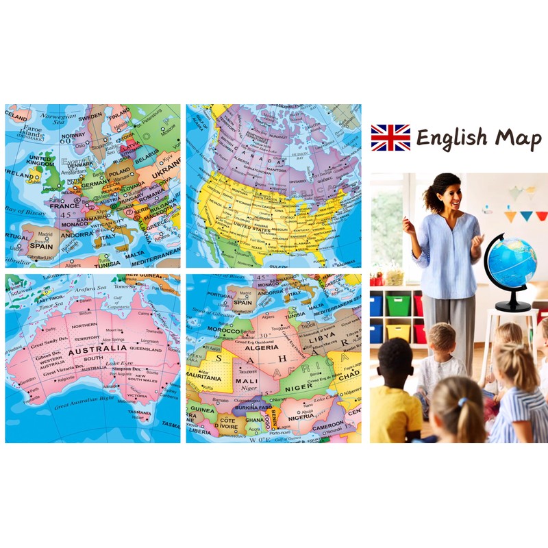 Exerz 12" World Globe - Political Map Educational - Self
