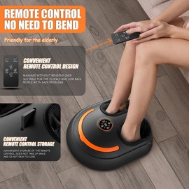 Foot Massager Machine with Soothing Heat, Comfort Deep Kneading Therapy, Air Compression foot massagers, Improve Blood Circulation and Foot Wellness,Relax for Home or Office Use(Black)