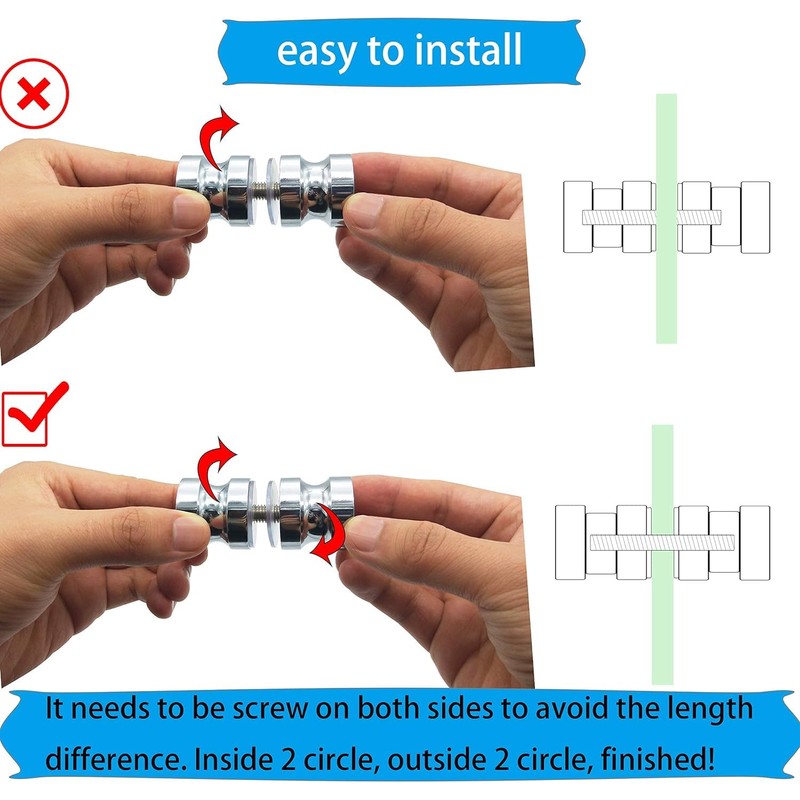 Pack of 2 Door Knobs, Shower Door Knobs, Double Knobs,