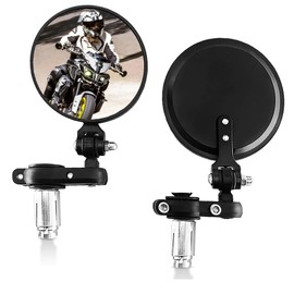 Universal Motorcycle Mirrors-3 Inch Round Folding Bar End Side Mirror Compatible with Honda, Scooter, Suzuki, Yamaha, Kawasaki, Victory，Street Road Bike and More