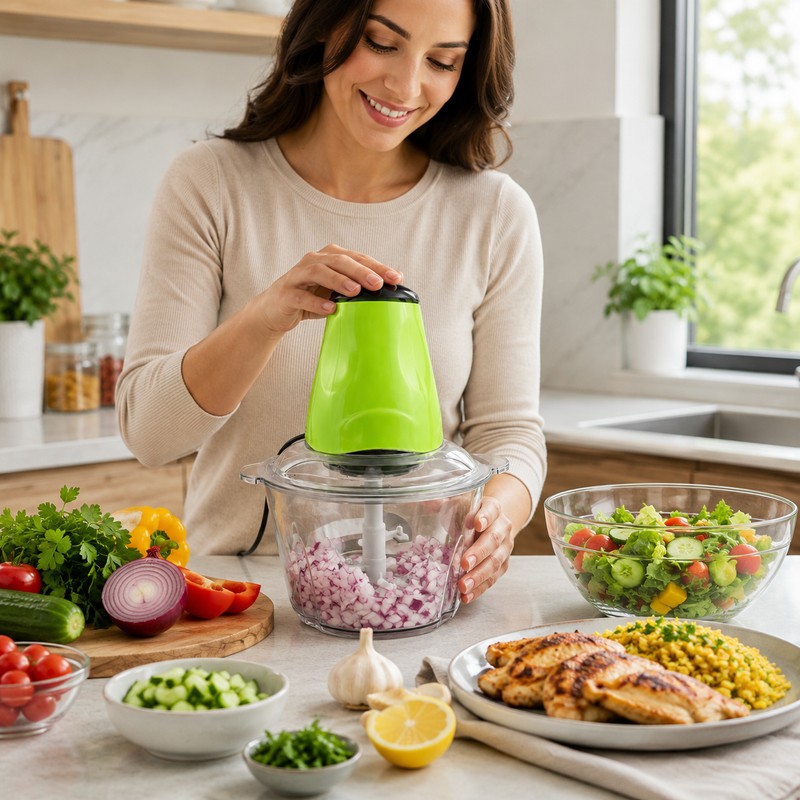 2L Electric Food Chopper for Meal Prep – Stainless Steel