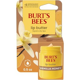 Burt's Bees Mantequilla de labios con miel de vainilla, repara los labios secos, hidratación 24 horas, bloquea la humedad, incluye mantecas de karité y mango, vitamina E rica en antioxidantes, conveniente dispensador de torsión, 0.5 onzas.