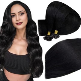 Easyouth Jet Black U Tip Hair Extensions Human Hair U Tip Hair Extensions Black Utip Human Hair Extension Remy Utip Extension Straight for Women 16inch 50g