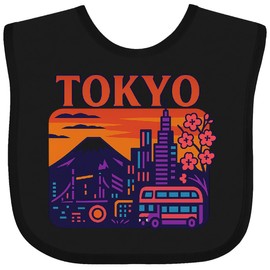 inktastic Tokyo Cityscape Graphic Art Baby Bib Black 46ca9