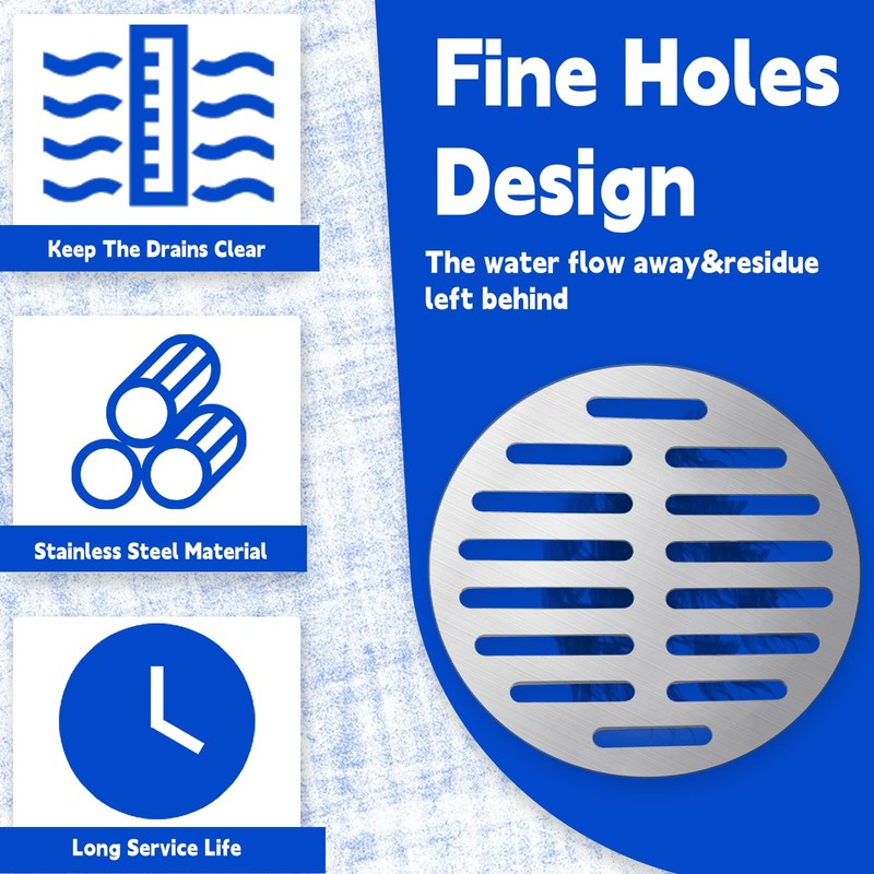Vonty Stainless Steel Round Floor Drain Cover 6 Inch -
