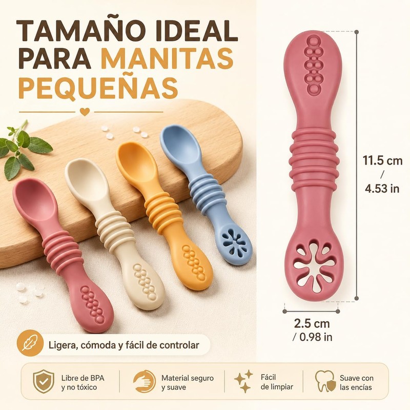 Juego de Cucharas para Bebé 8pcs, Ideales para Entrenar Alimentación