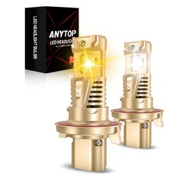 ANYTOP H13 9008 LED Faros Dos Colores,Luz Alta 6500K Blanca y Luz Baja 3000K Amarilla, Kits de Conversión Delanteros para Carros,32000LM 900% Brillo,Plug and Play 2 Unidades