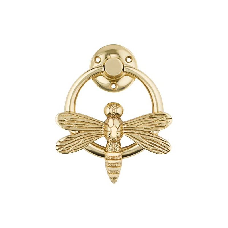 Brass Dragonfly Door Knocker for Front Door | Polished Solid