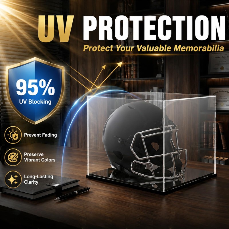 Hushee 2 Pack Mini Football Helmet Display Case with Mirror