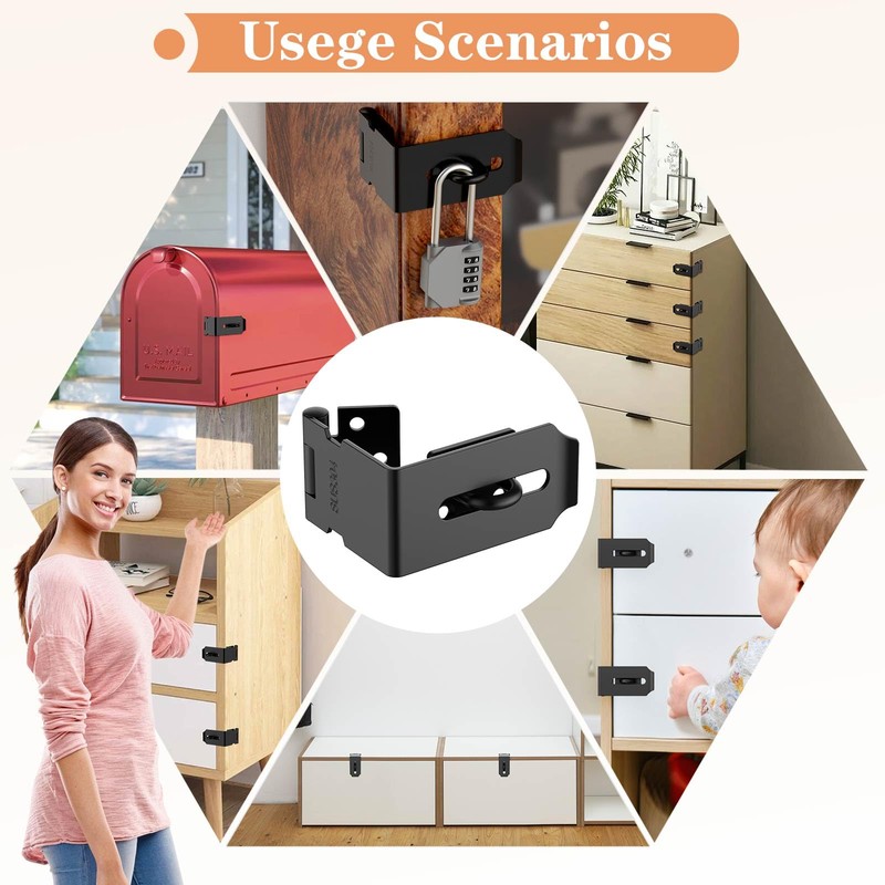 Mixizigoz 90 Degree Hasp Lock Latch, Right Angle Safe Padlock