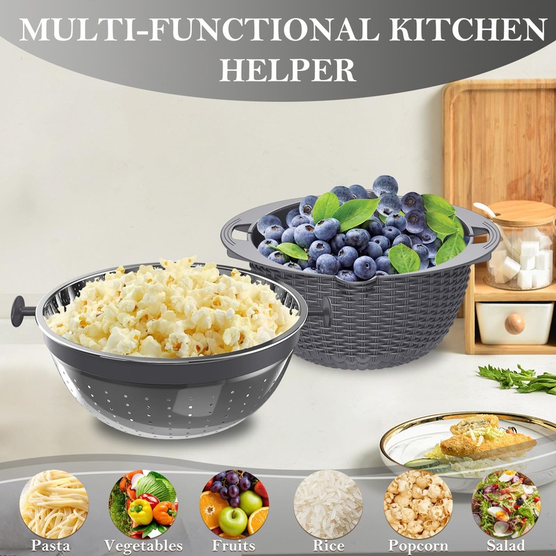 4-in-1 Colander with Bowl Set – Food Strainers and Colanders