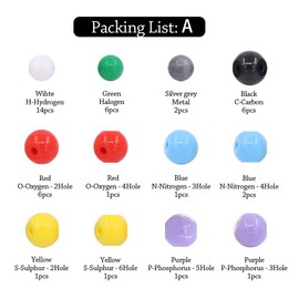 swpeet 92 PCS Química Molecular Modelo conjunto, modelo molecular Conjunto de estudiantes y profesores para inorgánicos & la química orgánica – 52 átomos & 37 Bonos & 3 orbitals