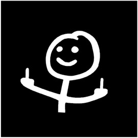 IOO6Z8SY Contemptuous Cartoon Character Sticker, Waterproof, UV-Resistant, Car Sticker for Smooth Surfaces (12 cm x 12 cm, 1 Piece) (White)