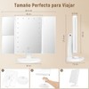 Espejo de Maquillaje Triptico con 2X 3X 10X Aumentos, Espejo