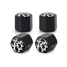 4 Pack Tire Valve Stem Caps Cover Car Accessories,Cute Airtight Dust Proof Covers for Cars, Trucks, SUVs,Bikes, Motorcycles, Bicycles(Black White Cow Skin)
