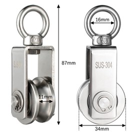 KCNOFNC Pulley with 2 Ball Bearings, Fitness 304 Stainless Steel Pulley for Ropes, Steel Cable, Load Capacity 250 kg, Pack of 2