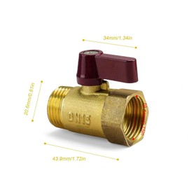 txuzong Shut-off Valve 1/2 Inch Pack of 2 Brass Ball Valve with IG/AG (Internal and External Thread) Rustproof Stop Valve for Water Pipe, Heating, Kitchen, Bathroom, Toilet