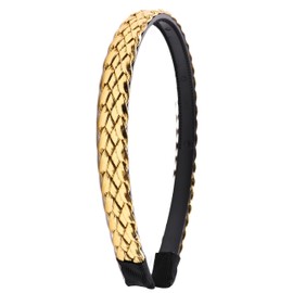 Mytoptrendz® Plain Narrow Headband Faux Leather Twist Braid Plaited Alice Band Women Teens Girls Slim Flat Hairband (Gold)