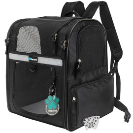 PetAmi Dog Backpack Carrier for Small Large Cat, Pet, Puppies, Ventilated Pet Hiking Backpack Travel Bag, Airline Approved Cat Backpack Carrier, Safety Back Support, Camping Biking, Max 18 lbs, Black