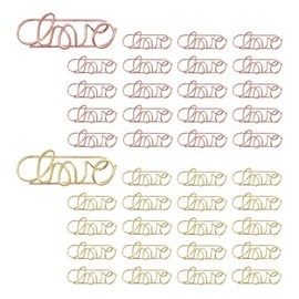 OWLFAVO 40pcs Love Shape Paper Clips with Clear Box, Rose Gold and Yellow Gold, Funny Cute Paperclips Bookmarks Planner Clips for Fun Office Supplies School Gifts Wedding Decoration