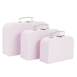 Okuna Outpost Set of 3 Different Sizes of Paperboard Suitcases with Metal Handles, Decorative Cardboard Storage Boxes (Lavender)